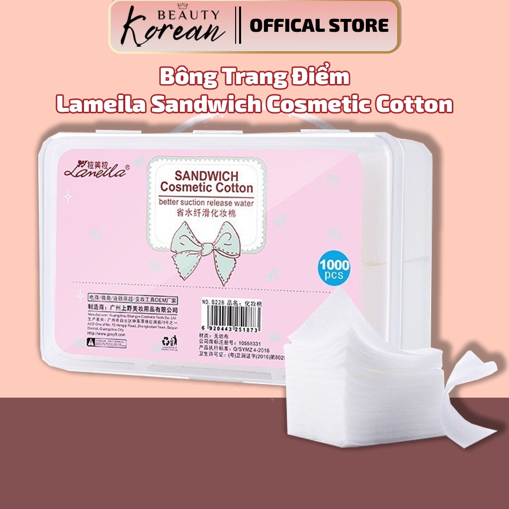 Bông Trang Điểm Lameila Sandwich Cosmetic Cotton Hộp 1000 Miếng