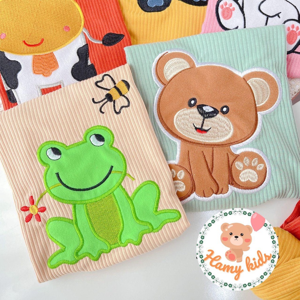 Đồ Bộ Dài Minky Mom Chính Hãng Thun Gân Hình Thêu Chi Tiết Gấu Mèo Con Cute  Cho Bé Từ 0-5 Tuổi Dưới 20kg - Hamykids