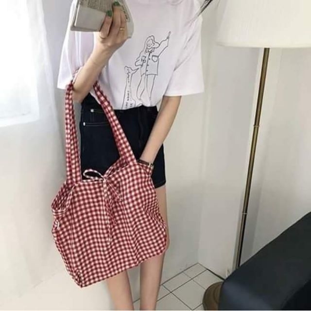 Túi Vải Tote Caro Hàn Quốc - Zilhouse