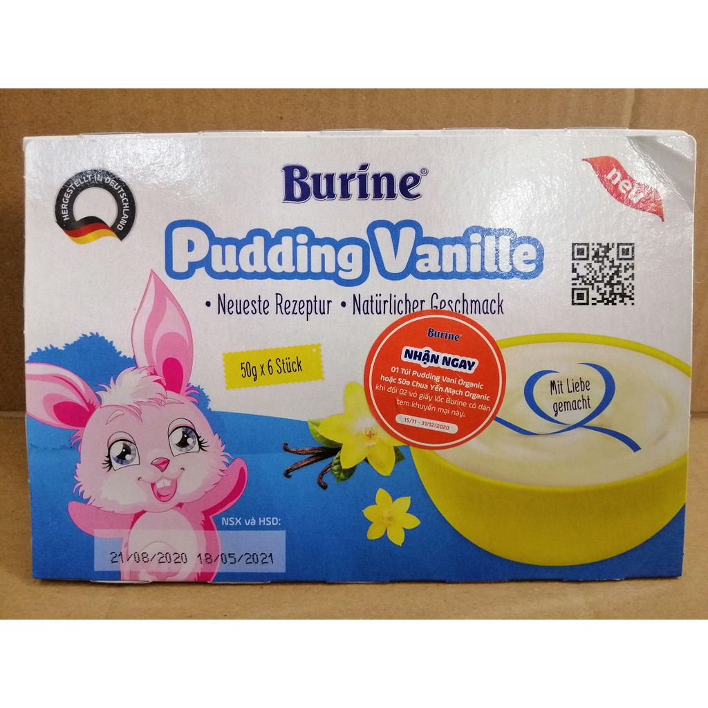 [DATE 2022] Cháo Sữa Burine Đủ Vị Pudding, Bích Quy, Vani Lốc 6 Hộp x 50g