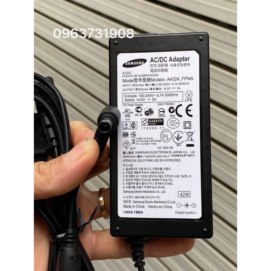 Adapter nguồn màn hình samsung 14V-3A chính hãng samsung cung cấp