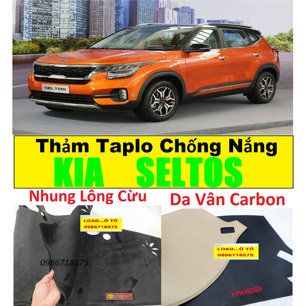 Thảm Taplo Xe Kia Seltos 2023-2020 Mẫu Nhung, Da Carbon Cao Cấp, Có Lớp Chống Trượt