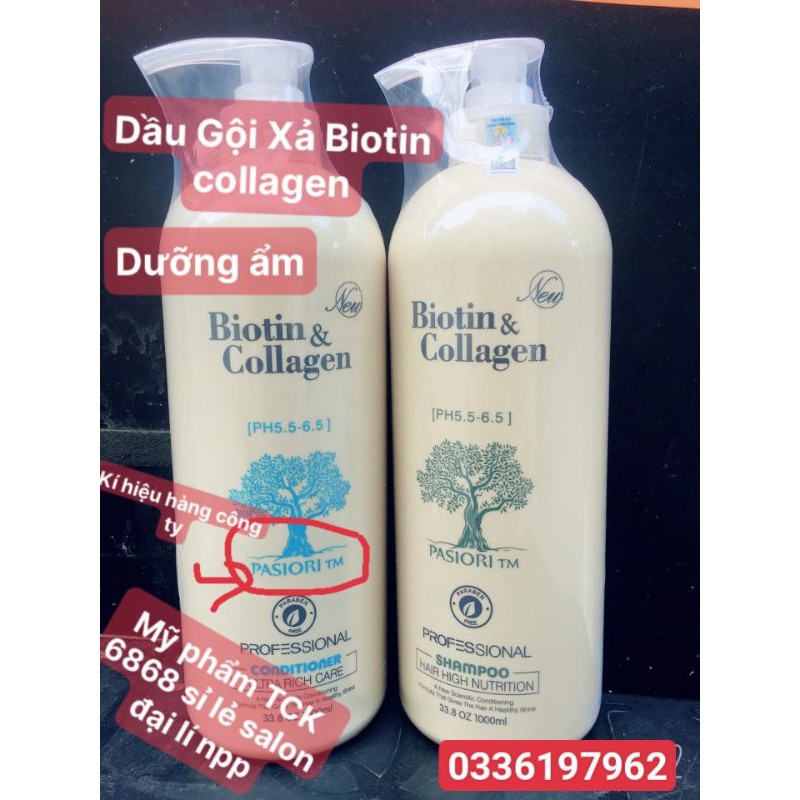 [Hàng Chính Hãng]Cặp Dầu Gội Xả Biotin Collagen Trắng | Giảm Rụng Tóc,Phục Hồi Tóc Khô Xơ, Hư Tổn  1000mlx2