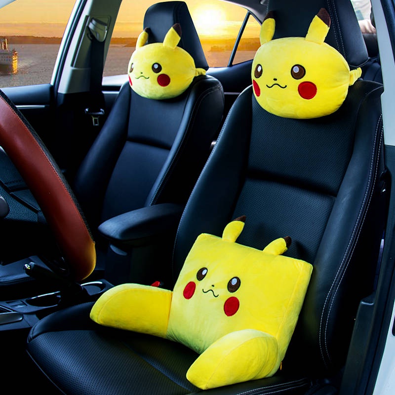 Gối kê cổ / eo / tựa lưng phổ biến cho xe hơi họa tiết pikachu hoạt hình dễ thương thích hợp phố mùa