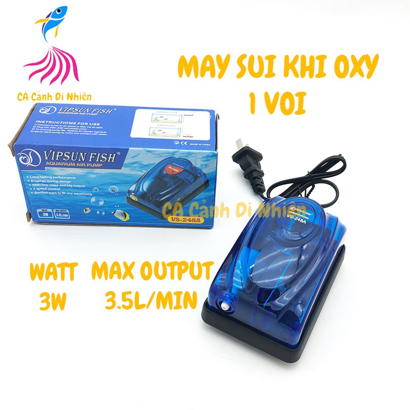 Máy sục sủi khí oxy 1 vòi 3W VIPSUN VS-248A cho hồ cá