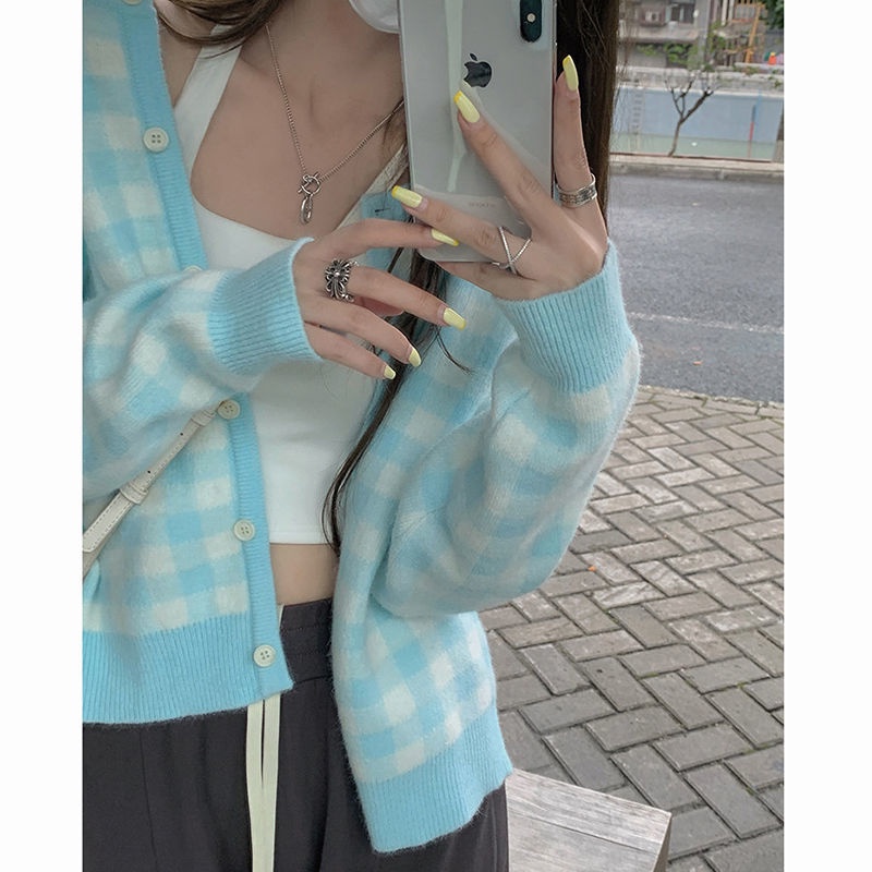 Áo Khoác Cardigan Dệt Kim Mềm Mại Dáng Rộng In Hoa 77