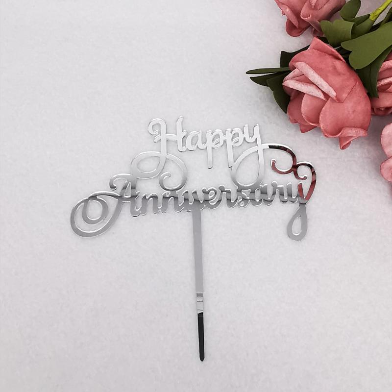 Topper Trang Trí Bánh Kem Chữ Happy Anniversary