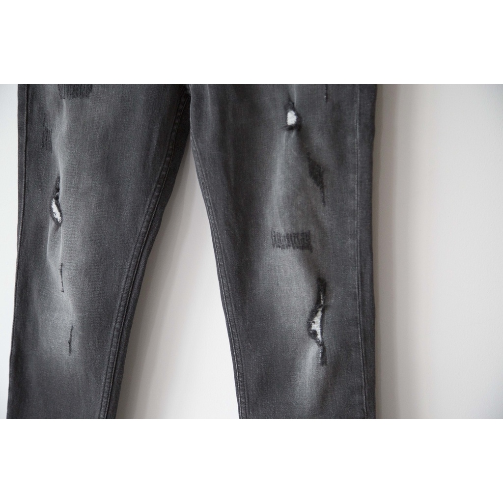 Quần jean nam xám  đen rách nhẹ cao cấp thương hiệu LAB - lab602
