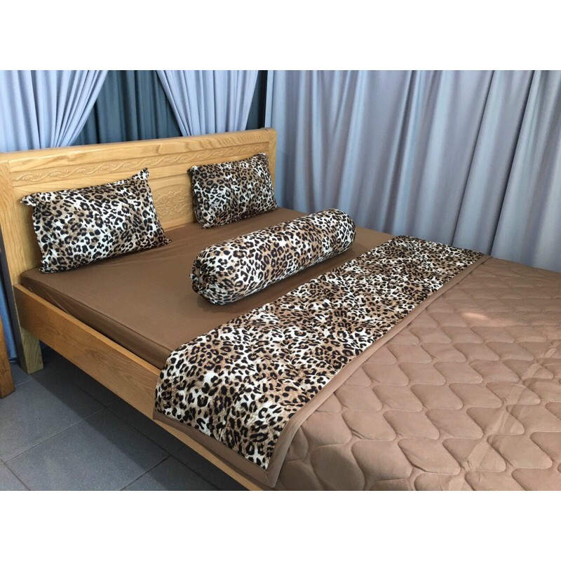 Bộ drap thun❤️FREESHIP❤️ga thun lạnh Hàn Quốc mẫu da báo(1 ga, 3 vỏ gối)