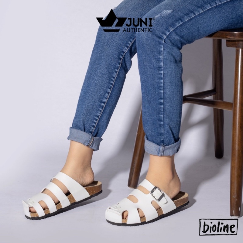 Dép rọ đế trấu BIRKEN dáng rọ màu trắng nam nữ thời trang cao cấp Unisex, đế bệt chính hãng Bioline Birken