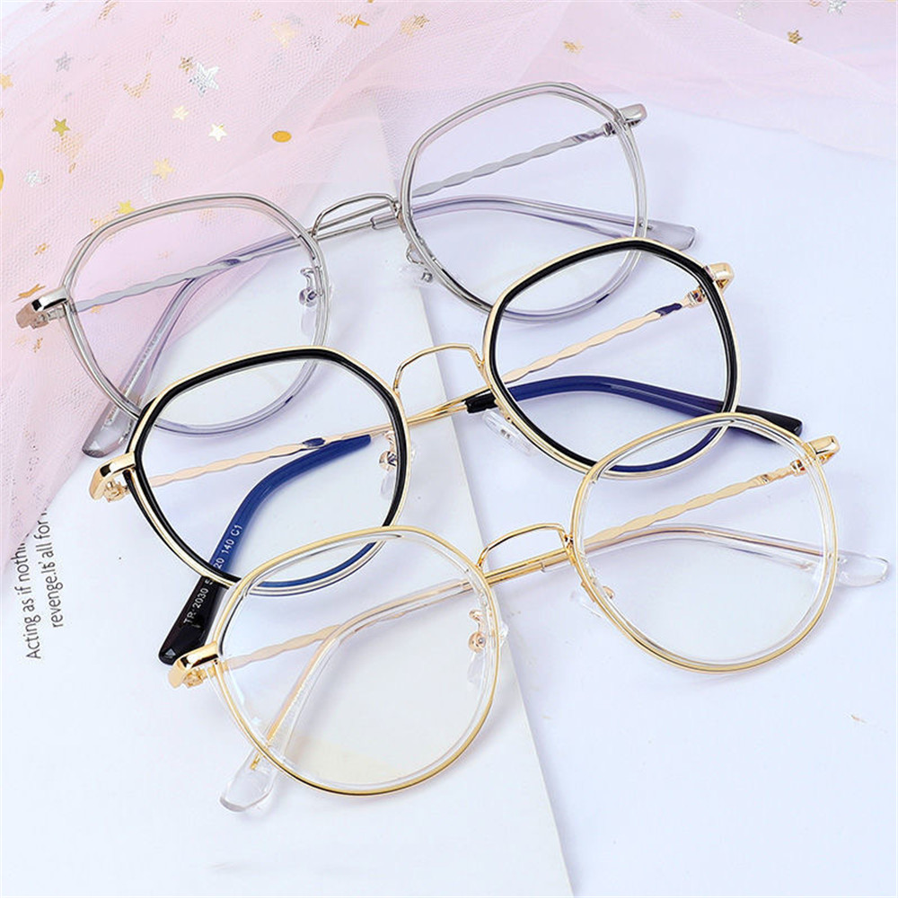 Kính Mắt Gọng Kim Loại Tròng Phẳng Trong Suốt Độ Phân Giải Cao Phong Cách Cổ Điển Thời Trang Cho Nam Và Nữ