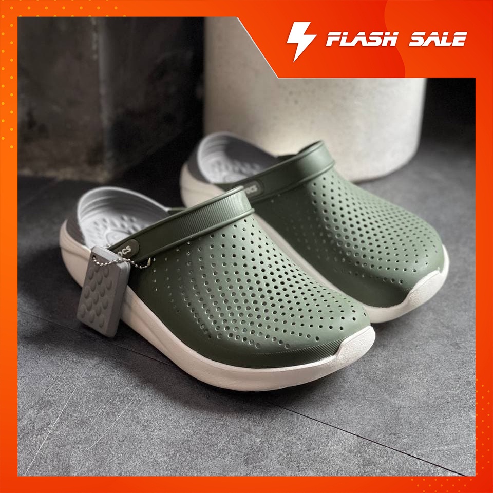 LC - Dép Cross Xanh Rêu, Sục Nam Nữ Unisex Literide Clog Màu Đen Đi Mưa Cao Cấp - Sấu Vui Vẻ