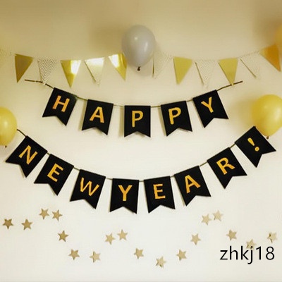 Dây treo trang trí tiệc năm mới 2022 hình chữ Happy New Year lấp lánh xinh xắn