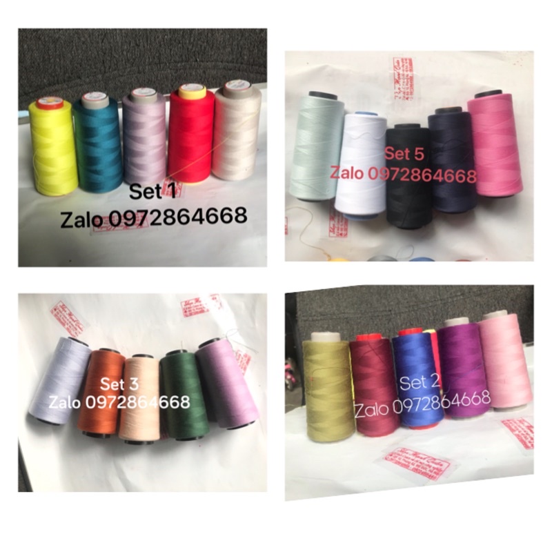Set 5 Cuộn Chỉ May Mỗi Cuộn Dài 2500M ( Set Cố Định Không Đổi Màu )