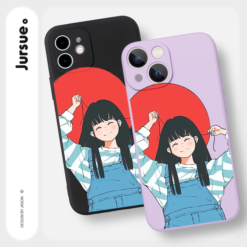 Ốp lưng JURSUE mềm hoạt hình dễ thương đẹp cho iPhone 13 12 11 Pro Max SE 2020 X XR XS 8 7 ip 6S 6 Plus kute Y1999