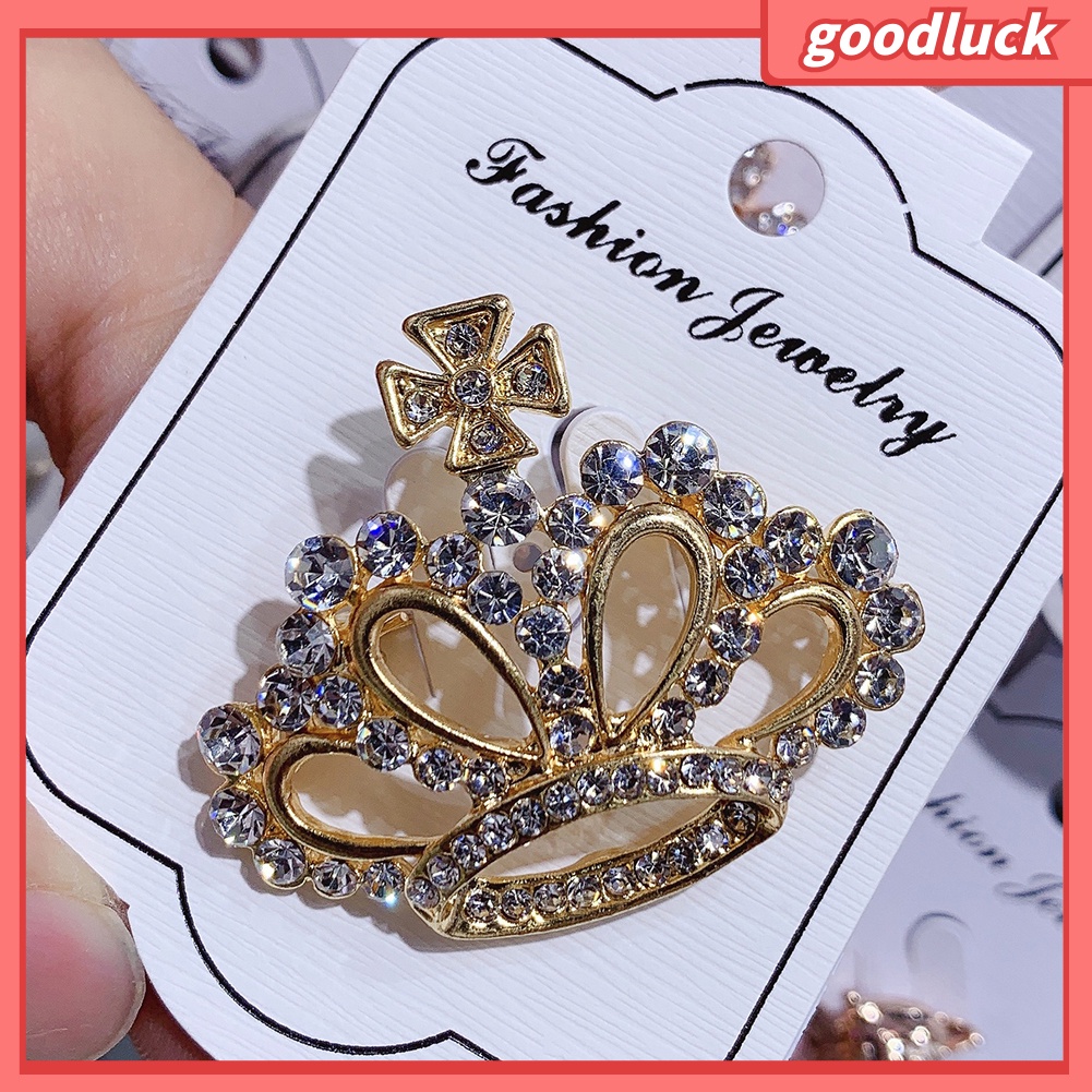 Trâm Cài Áo Hình Vương Miện Đính Đá Và Ngọc Trai Thời Trang