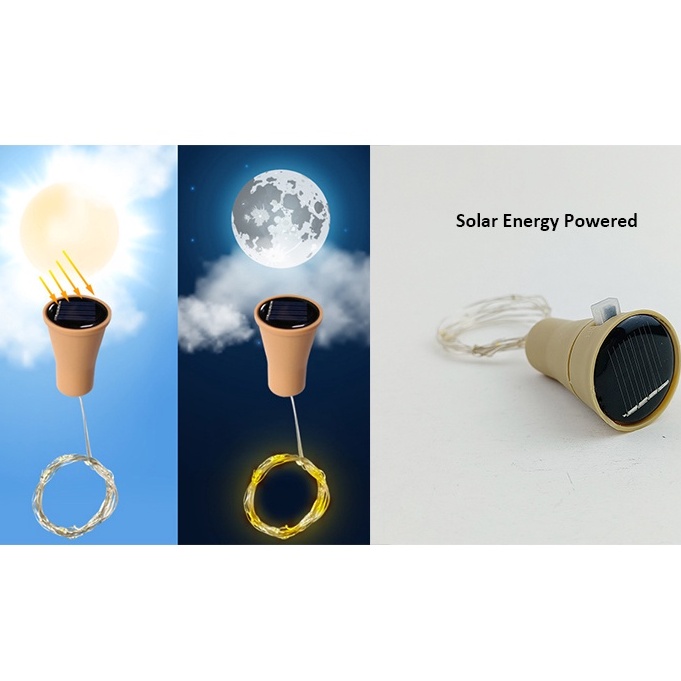 Dây Đèn LED 20 Bóng Chống Nước Sử Dụng Năng Lượng Mặt Trời Trang Trí Chai Rượu