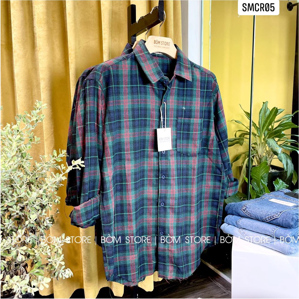 Áo Sơ Mi Nam Mẫu Caro Xanh BEACON DENIM Form Rộng Mang Hàng Ngày SMCR05