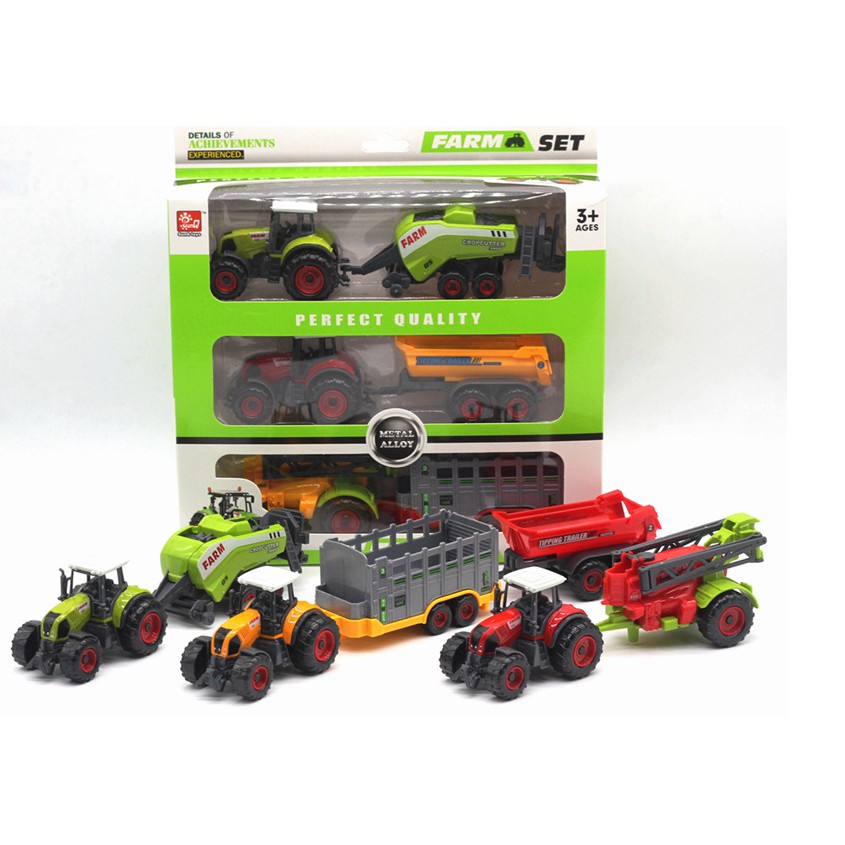 Đồ chơi nông trại gồm 2 đầu xe và 4 thùng xe - đồ chơi trẻ em