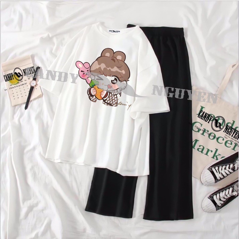 Sét áo hình em bé và quần rộng xuông