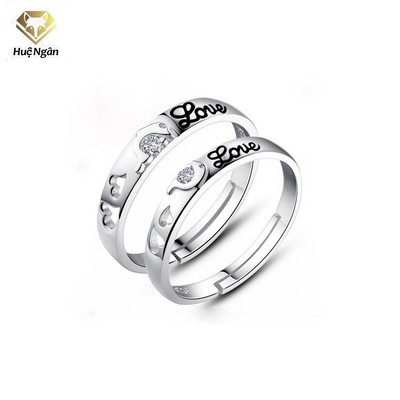 Nhẫn đôi bạc Ý 925 Huệ Ngân- Cá heo thủy chung RR1146