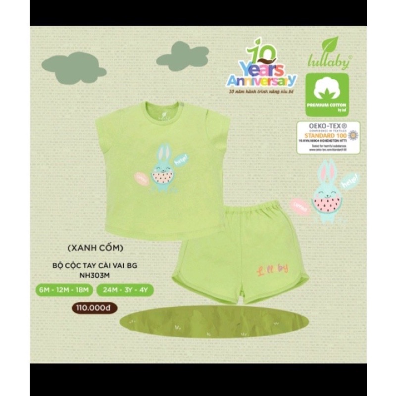 [LULLABY 2022] Bộ Cộc tay bé gái / trai cotton (Sz 6m-4y)