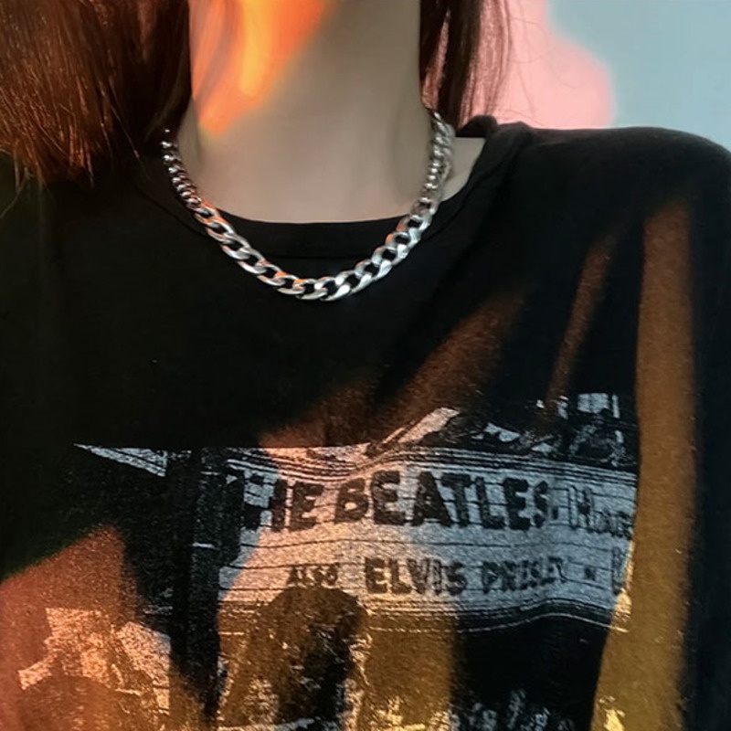 Vòng cổ dây xích thép titan dày cá tính đa năng trang trí cho cặp đôi