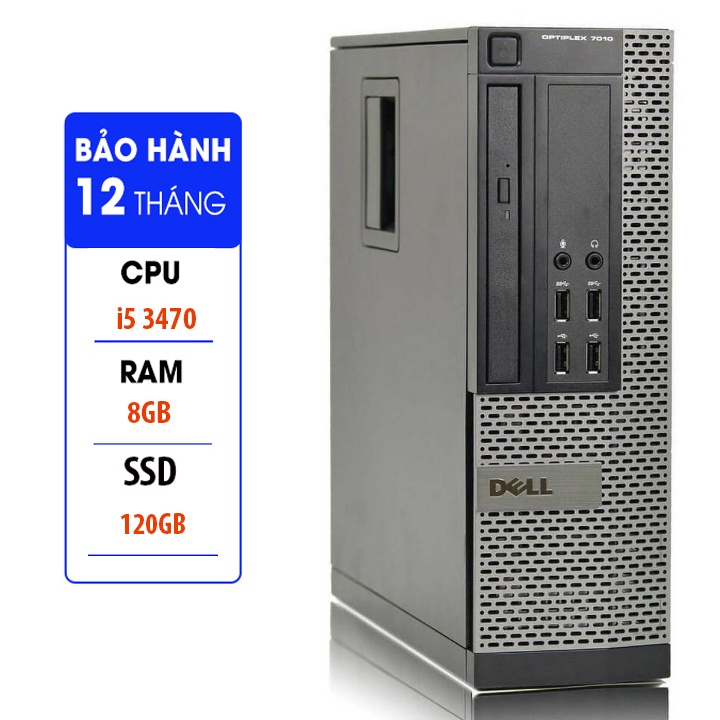 Case máy tính đồng bộ DELL Optiplex 7010 core i5 3470 | ram 8GB | ổ cứng SSD 120GB. Tặng usb thu wifi. Hàng Nhập Khẩu.