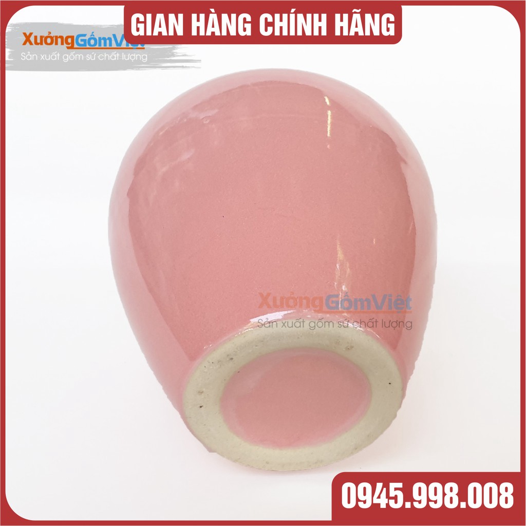 Lu uống bia kiểu mới - sáng tạo mới của gốm Bát Tràng-hàng vuốt tay dung tích 400ml - MÀU HỒNG PHẤN - XƯỞNG GỐM VIỆT