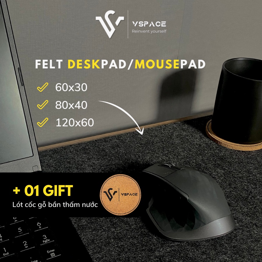 Thảm nỉ trải bàn làm việc (có chống trượt) Deskpad - Lót chuột mouse pad tấm lót bàn di chuột (TẶNG KÈM LÓT CỐC GỖ)