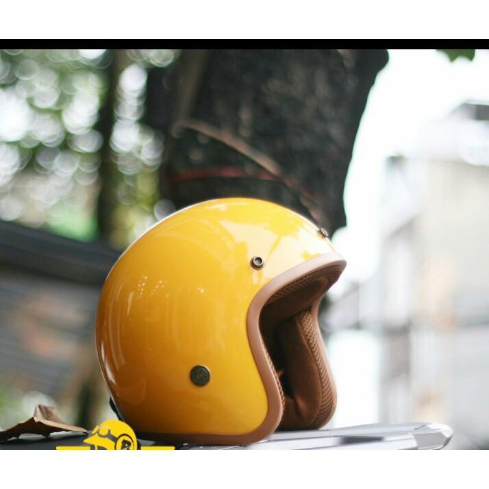 Nón bảo hiểm 3/4 - Trắng lót Nâu