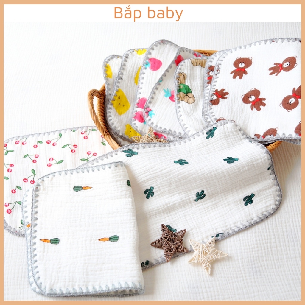 Gối xô sơ sinh BẮP BABY Gối cho bé sơ sinh vải xô nhăn 10 lớp mỏng kích thước 25cm*40cm