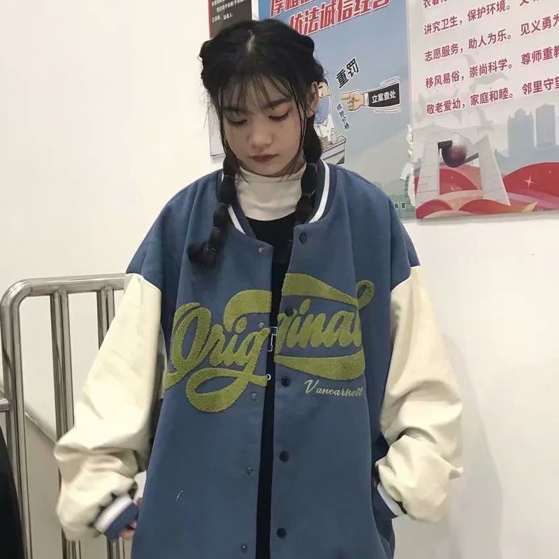 Áo Khoác Bóng Chày Dáng Rộng Phong Cách Hàn Quốc Thời Trang Cho Nam Nữ