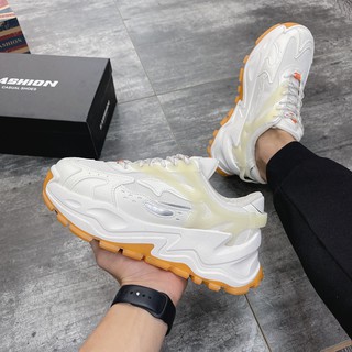[Freeship - Hàng Xịn] Giày Tăng Chiều Cao Nam, Giày Thể Thao Nam dạ quang Trắng đế Cam CB9602