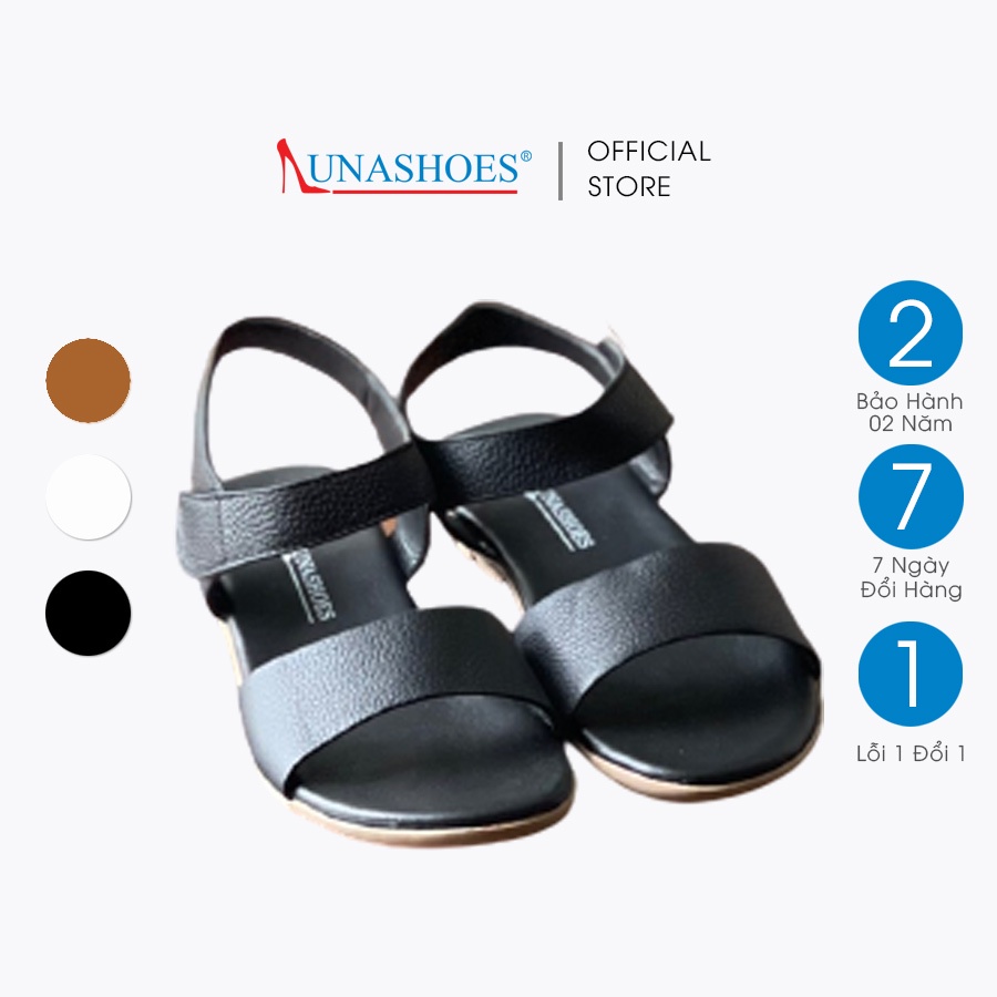 Dép sandan nữ LUNASHOES 6603 da bò mềm êm chân quai dán màu trắng nâu đen siêu xinh