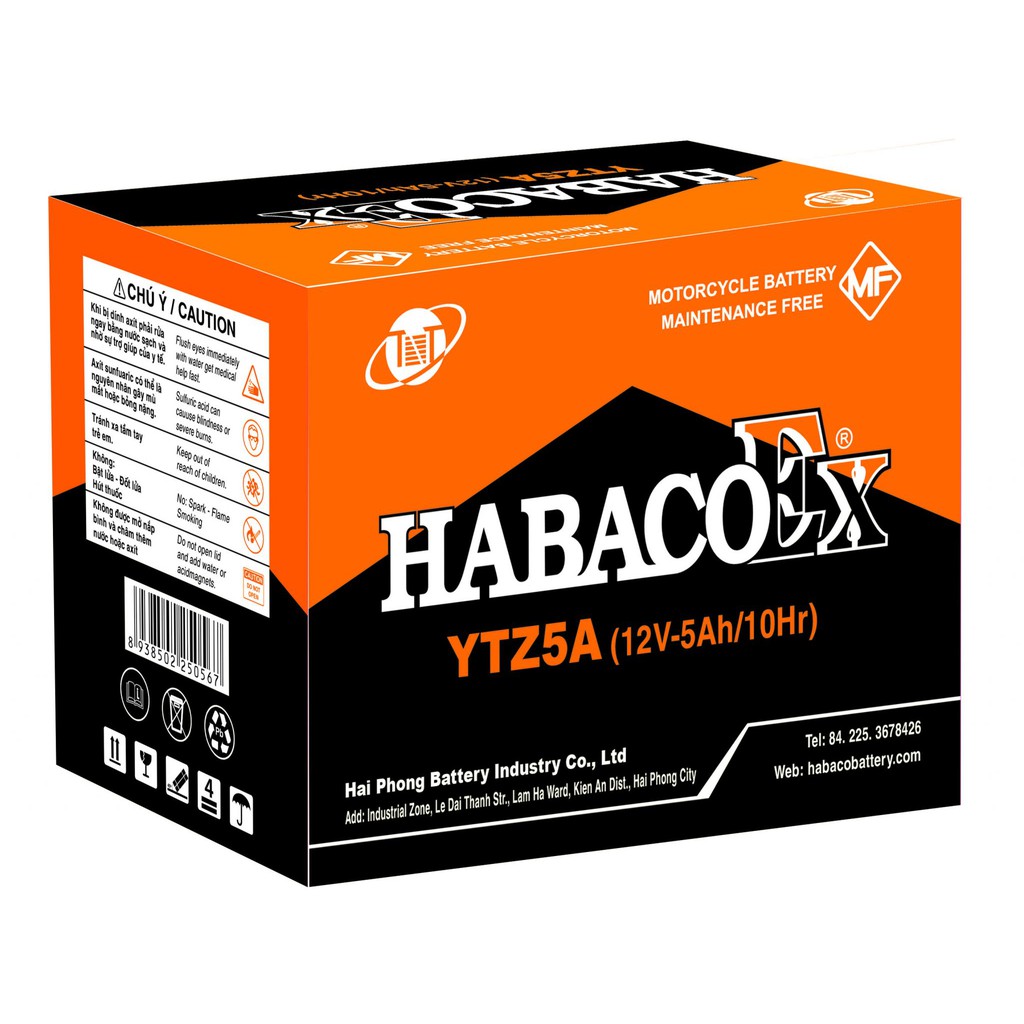 [FREESHIP] Ắc Quy HABACO 12V - 5A  Cho các loại xe máy  Future Neo, Future II , Future 125, Wave RS , Click 125, Airblad