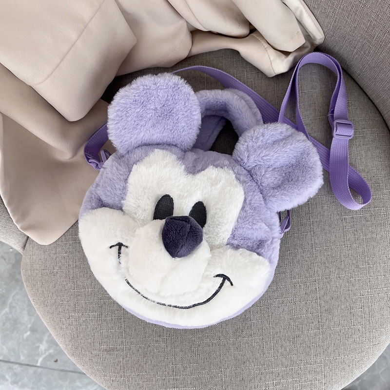 Túi Đeo Chéo Hình Chuột Mickey Minnie Nhồi Bông Dễ Thương Cho Bé Gái