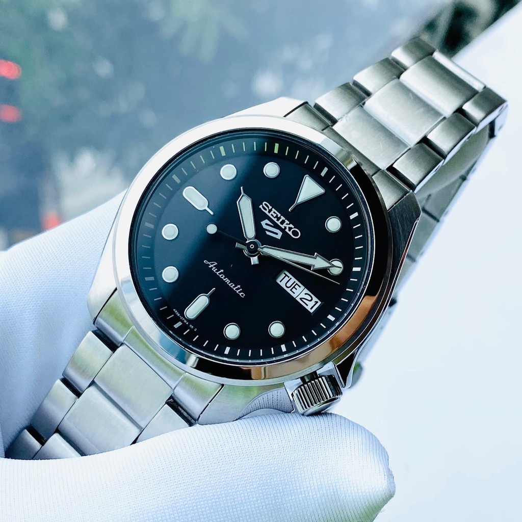 Đồng hồ Nam Seiko 5 cơ tự động, kính cứng Hardlex, dây thép không gỉ SRPE55K1