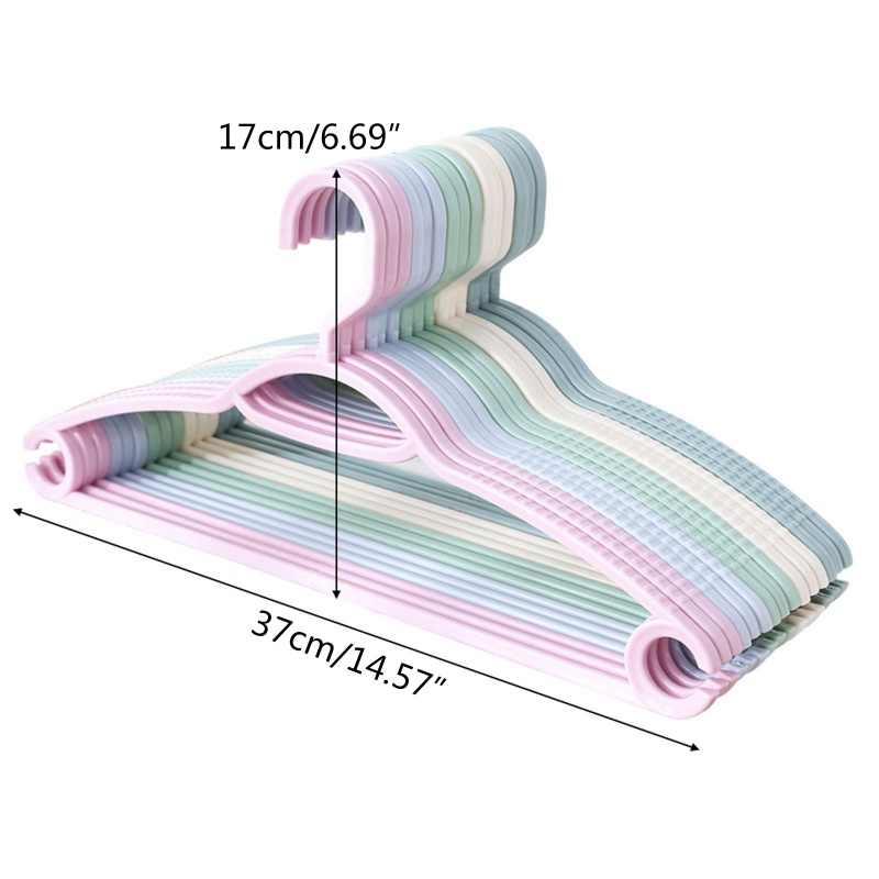 Set 10 Móc Treo Quần Áo Bằng Nhựa Chống Trượt Nhiều Màu Sắc Tiết Kiệm Không Gian