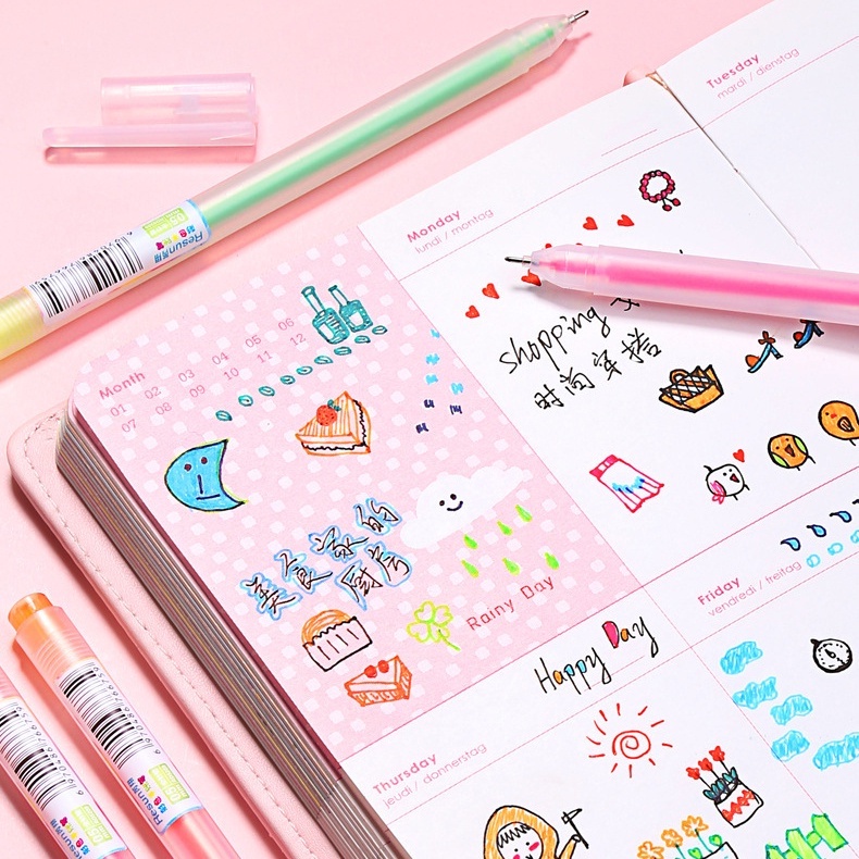 Bút Mực Gel Nhiều Màu Ngòi 0.5mm 12 Màu Tùy Chọn Phong Cách Muji