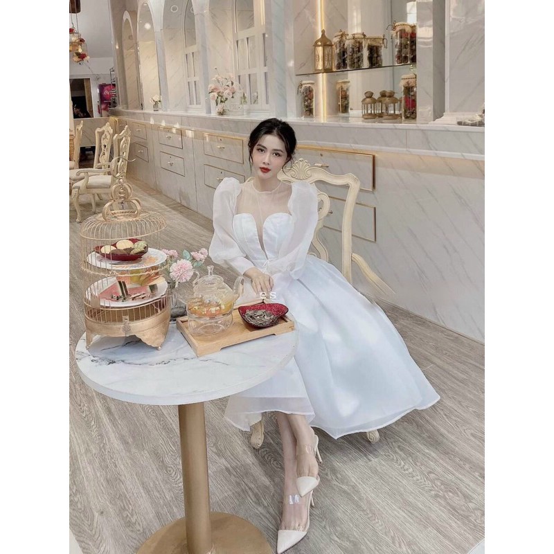 ĐẦM XOÈ TAY PHỒNG có đính cườm ( video thất 1000%)