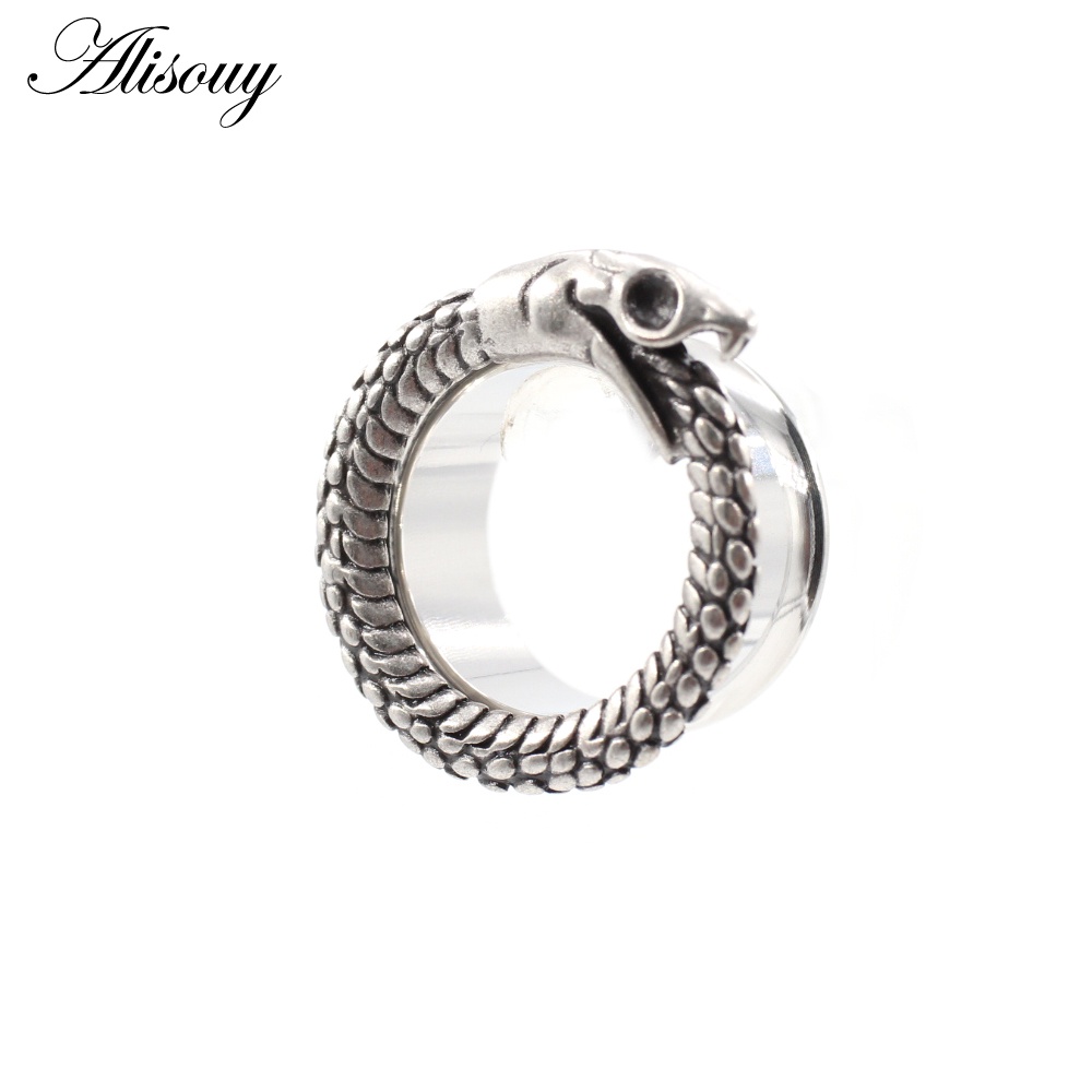 Alisouy Set 2 Khuyên Nong Tai Hình Đầu Rắn Bằng Thép Không Gỉ 6-25mm