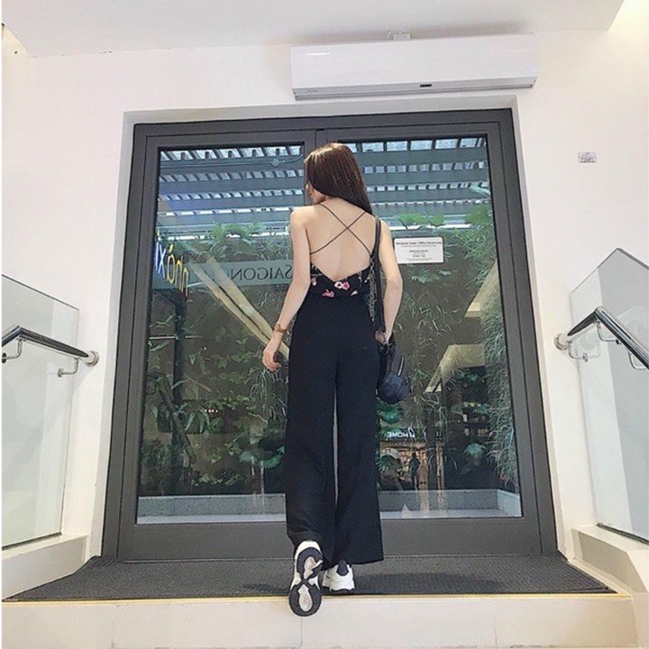 Quần đũi nữ ống rộng dài lưng thun gu CHAT đen trắng vải đẹp Q813