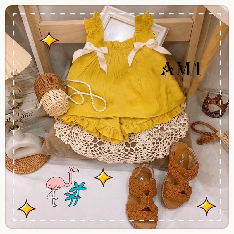 (9-20kg) Bộ đũi 2 nơ trắng bé gái Đồ bộ bé gái TTR39