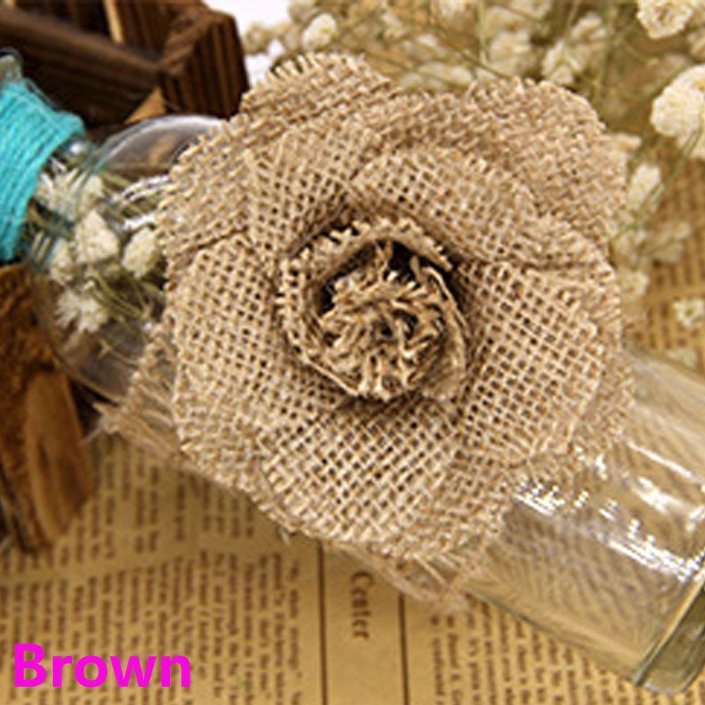 Set 2 / 6 Hoa Hồng Handmade Bằng Sợi Đay 9cm Trang Trí Nhà Cửa Thời Trang