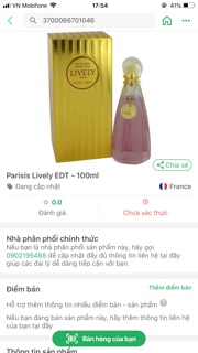 Nước hoa nữ Pháp LIVELY EAU DE PARFUM 100ML!