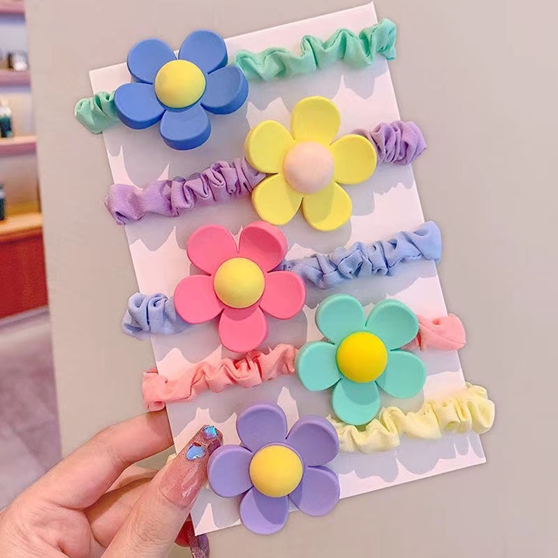 Dây buộc tóc nhiều họa tiết dễ thương cho bé gái set 5 dây