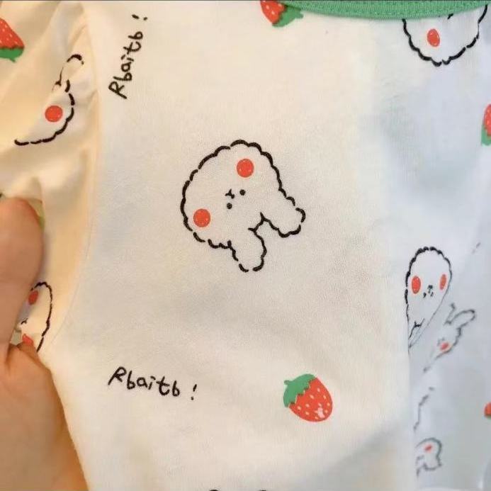 Áo Thun Cotton Mỏng Tay Cộc In Hình Thỏ Dâu Tây Thời Trang Mùa Hè Phong Cách Nhật Bản Hàn Quốc Hàng Mới Dành Cho Bé Gái 2022