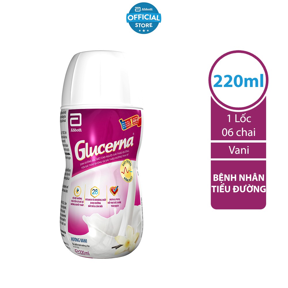 Lốc 6 Sữa nước dành cho người bị tiểu đường Glucerna Abbott 220ml/chai