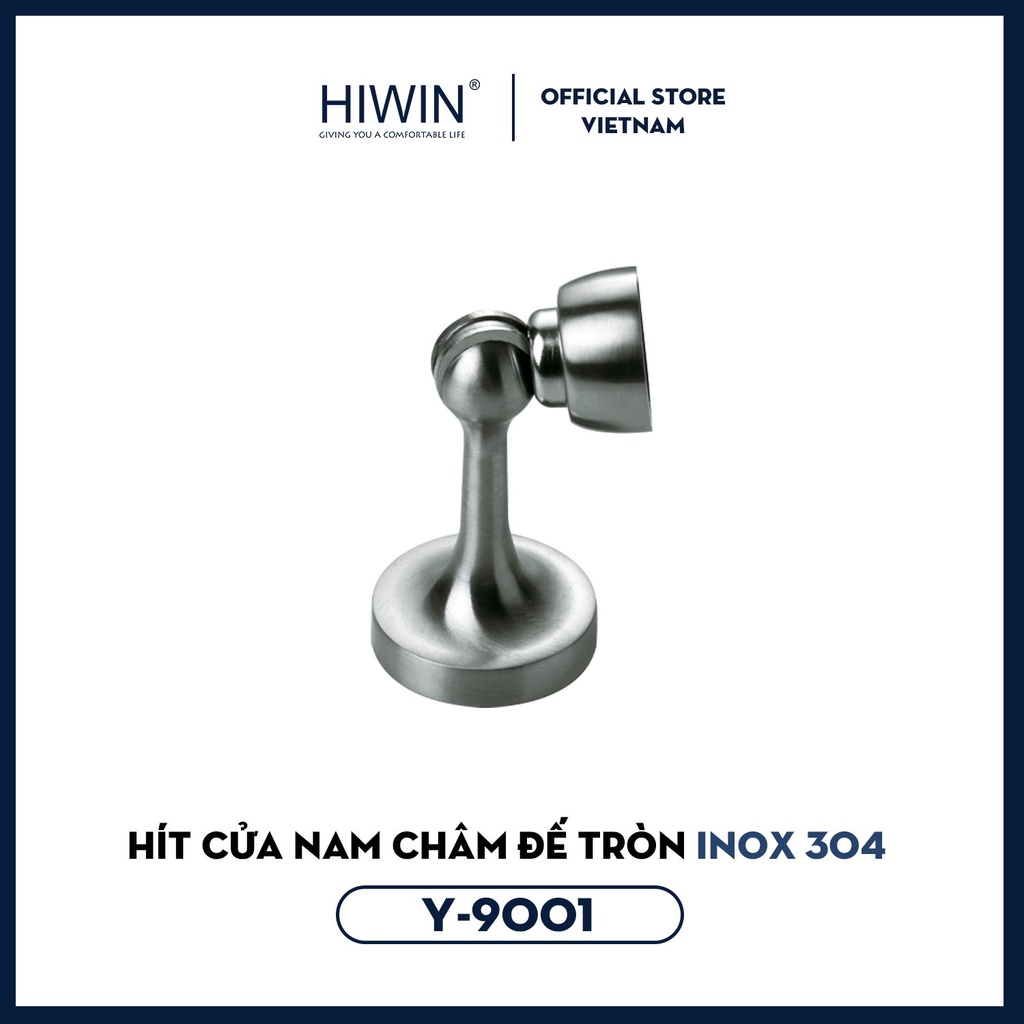 Hít cửa nam châm đế tròn kích thước nhỏ gọn inox 304 Hiwin Y-9001